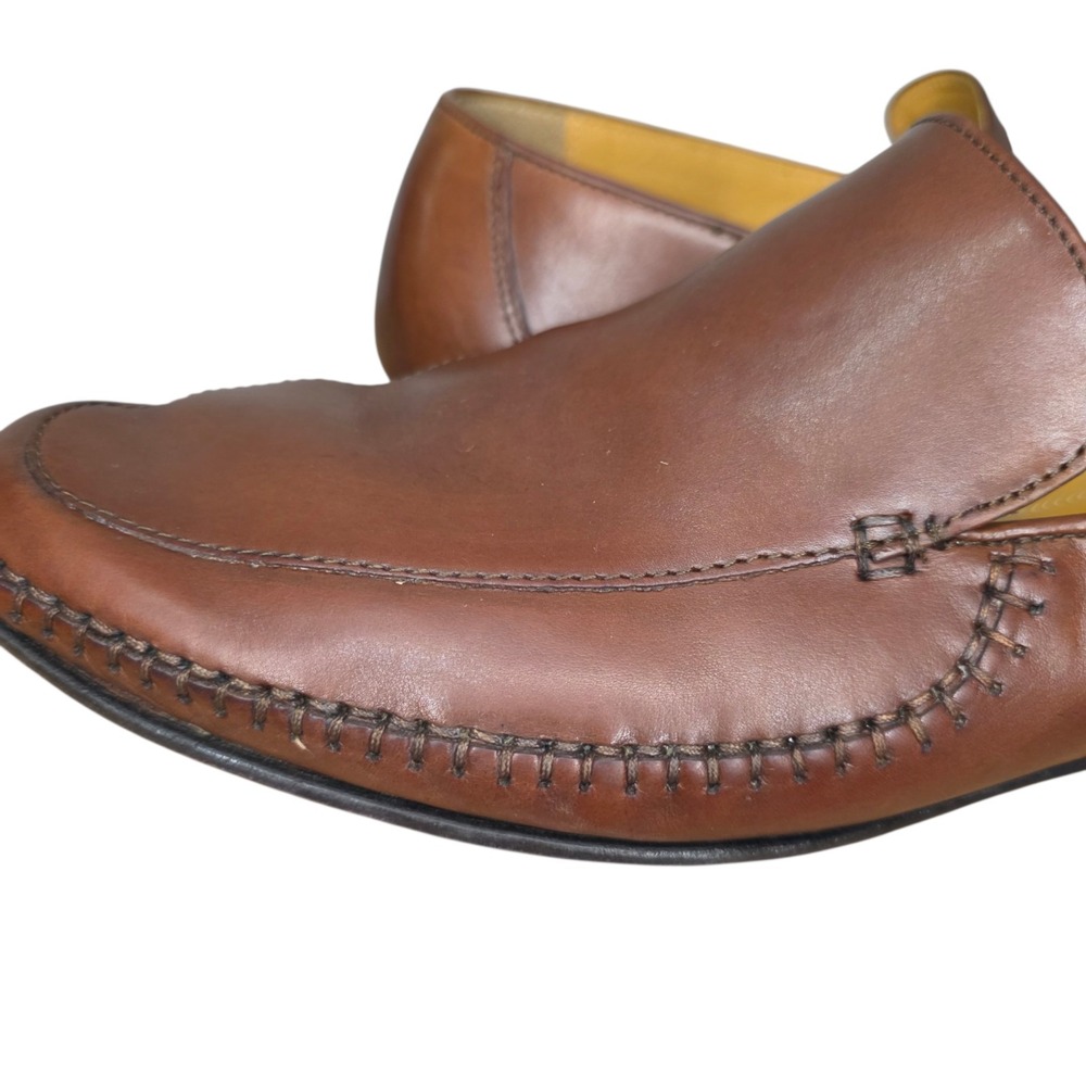 Johnston & Murphy Mens 10 M Brown Leather Loafers Moc Toe Dress Shoes - Picture 8 of 11